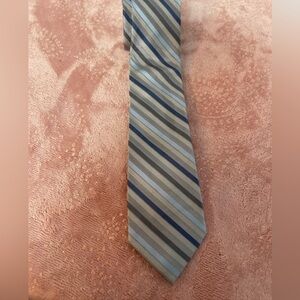 Calvin Klein Blue and Gray Striped Tie